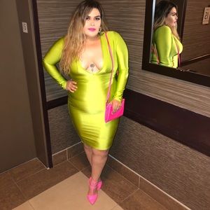 Neon green dress/ FashionNova